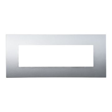 Ettroit VA83706 7-module plate, Venus series, silver-coloured plastic, compatible with Vimar Arkè series