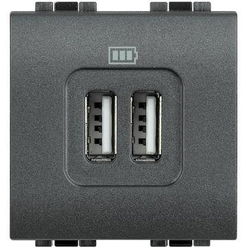 Bticino L4285C2 LL - USB rapid charger 2 anthracite sockets Living light 2 modules
