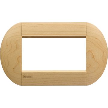 BTicino Livinglight LNB4804LAE 4-Module Round Plate in Maple-Colored Technopolymer