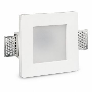 KOSOOM C1260FB Square Recessed Plaster Spotlight Holder with Opaque Glass GU10 MR16