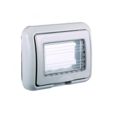 ETTROIT Plate with cover 3P IP55 hydrobox case compatible with Bticino Living color GREY - LG2703