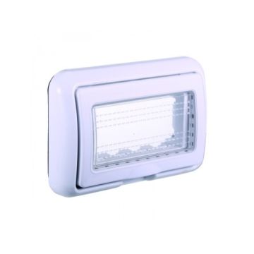 ETTROIT Plate with cover 4P IP55 hydrobox case compatible with Bticino Living WHITE color - LB2704