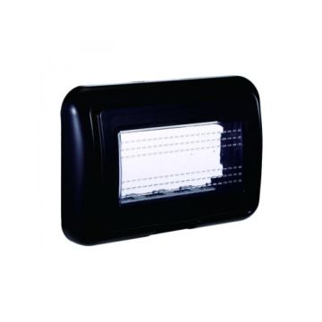 ETTROIT Plate with cover 4P IP55 hydrobox case compatible with Bticino Living black color - LN2704