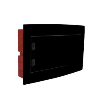ETTROIT 8-module IP40 flush-mounted electrical switchboard, black with transparent smoked door - DB110908B