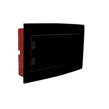 ETTROIT 12-module IP40 flush-mounted electrical switchboard, black with transparent smoked door - DB110912B