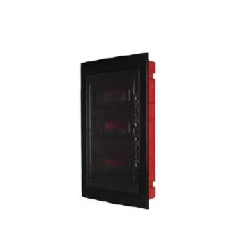 ETTROIT 24-module IP40 flush-mounted electrical switchboard, black with smoked transparent door - DB110924B