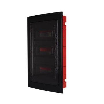 ETTROIT 36-module IP40 flush-mounted electrical switchboard, black with smoked transparent door - DB110936B