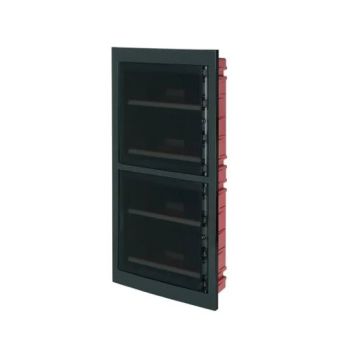 ETTROIT 72-module IP40 flush-mounted electrical switchboard, black with transparent smoked door - DB110972B