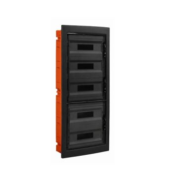 ETTROIT 90-module IP40 flush-mounted electrical switchboard, black with transparent smoked door - DB110990B