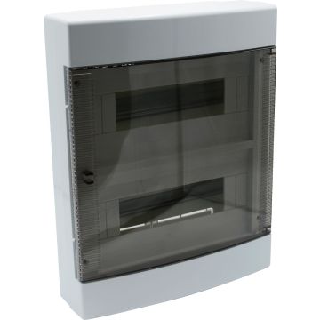 ETTROIT 24-module wall-mounted electrical switchboard IP40 white RAL 91682 with transparent smoked door - DB111924