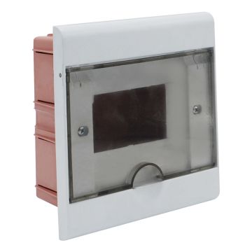 ETTROIT 5-module IP40 flush-mounted electrical switchboard, white with smoked transparent door - DB11905
