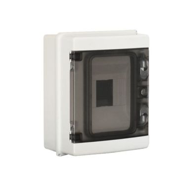 ETTROIT 5-module waterproof wall-mounted control panel, IP65, RAL 7035 grey, with smoked transparent door - DB120905