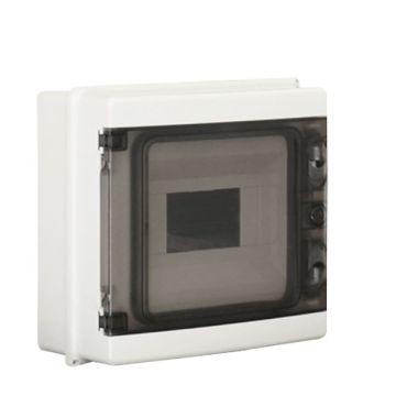 ETTROIT 8-module waterproof wall-mounted control panel, IP65, RAL 7035 grey, with smoked transparent door - DB120908