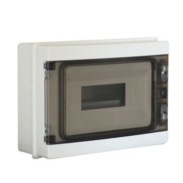 ETTROIT 12-module waterproof wall-mounted control panel, IP65, RAL 7035 grey, with smoked transparent door - DB120912