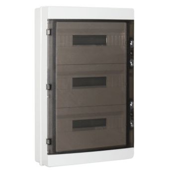 ETTROIT 54-module IP65 wall-mounted waterproof switchboard, RAL 7035 grey, with smoked transparent door - DB120954