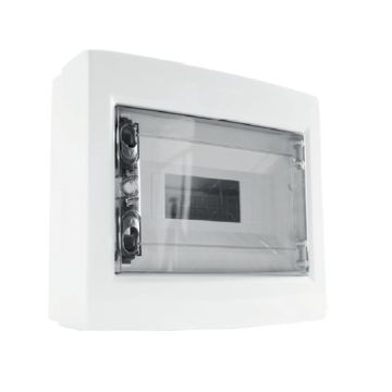 ETTROIT 8-module wall-mounted electrical switchboard IP40, RAL 7030 grey, with smoked transparent door - DB130908