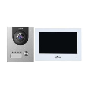 Dahua DHI-KTD02(S) Complete wall-mounted IP WiFi Villa video intercom kit 7&quot; Touch 2Mp Fisheye 1080p mobile app &amp; cloud IP65