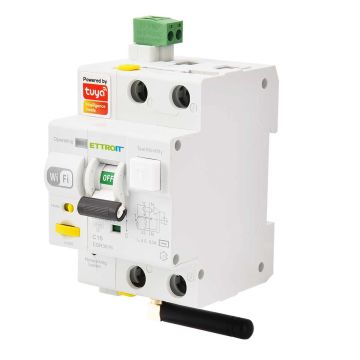 ETTROIT e-smart Magnetothermic Differential Wi-Fi Tuya RCBO 1P+N 16A 6Ka 30mA 230V/400V - ESR3516