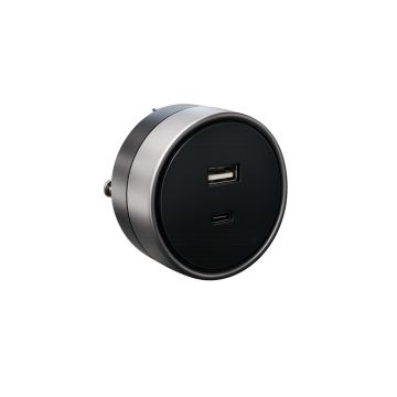 ETTROIT USB-A + USB-C 12W Plug&amp;Play Socket for Track System Black ETB3002