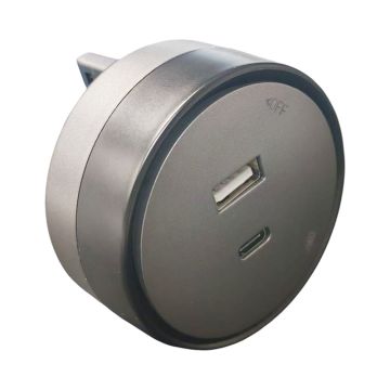 ETTROIT USB-A + USB-C 12W Plug&amp;Play Socket for Gray Track System ETG3002