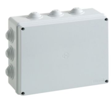 FAEG junction box Rectangular watertight box with plastic screw cover 300x220x120 with cable glands and hinge IP55 FAEG - FG13408
