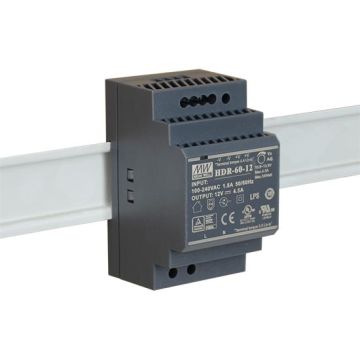 MeanWell HDR-60-12 Ultra Slim Power Supply Step Shape DIN Rail Single Output 54W 12V 4.5A