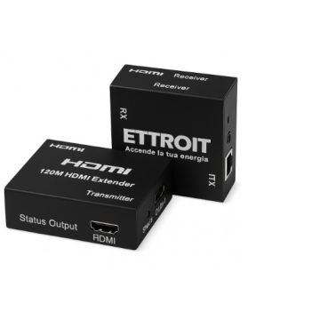 ETTROIT 4K HDMI extender on 120m lan cable, TX-RX UTP CAT6 POE kit, POC Loop-Out ET5004