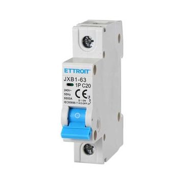 Automatic thermal magnetic switch 1P 20A 220V 1 DIN modules Ettroit JXB1-63-1P-20A