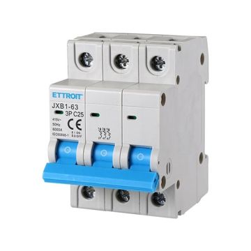 Ettroit JX132560 Automatic Circuit Breaker 3P 25A 380V 6kA 3 DIN Modules