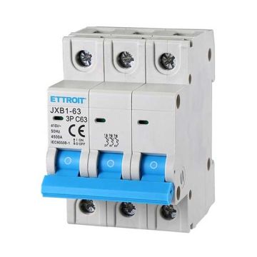 ETTROIT JX136360 Automatic Circuit Breaker 3P 63A 6kA 380V 3 DIN Modules