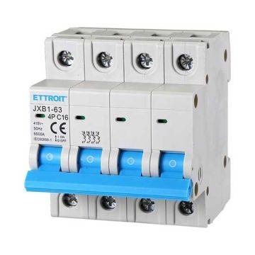 ETTROIT Circuit Breaker 4P 16A C16 380V 6Ka 4 DIN Modules JX141660