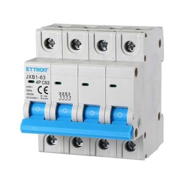 ETTROIT Automatic Circuit Breaker 4P 63A 6kA 380V 4 DIN Modules JX146360