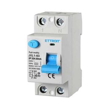 ETTROIT Pure Differential Switch 2P 25A 6kA 30mA 220V Life Saver 2 DIN Modules Ettroit JX322561