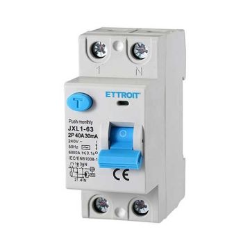 ETTROIT Pure Differential Switch 2P 40A 6kA 30mA 220V Life Saver 2 DIN Modules JX324061