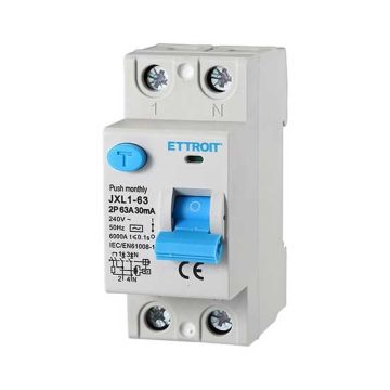 ETTROIT Pure Differential Switch 2P 63A 6kA 30mA 220V Life Saver 2 DIN Modules JX326361