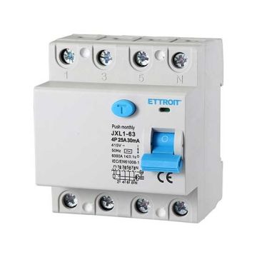 ETTROIT Pure Residual Current Circuit Breaker 4P 25A 6kA 30mA 380V Lifesaver 4 DIN Modules JX342561