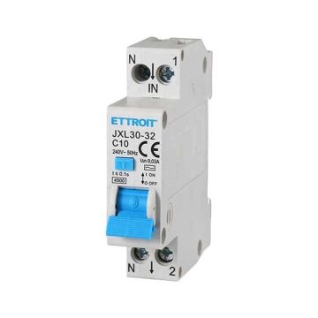 ETTROIT Residual current circuit breaker 1P+N 10A C10 4.5kA 30mA 220V 1 DIN module JX251040