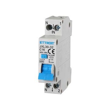 ETTROIT Circuit Breaker Differential 1P+N 16A C16 220V 4.5kA 30mA 1 Module DIN JX251640
