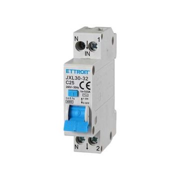 ETTROIT Differential Circuit Breaker 1P+N 25A 4.5kA 30mA 220V 1 DIN Module JX252540