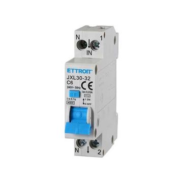 Circuit breaker Differential 1P+N 6A 220V 4.5kA 30mA 220V 1 DIN module Ettroit JX250640
