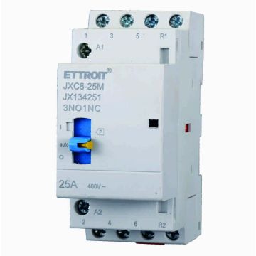 ETTROIT JX134251 Household Contactor 3NO/1NC 4P 25A 220v 50hz AC DIN with Manual Control Switch