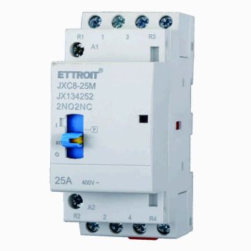 ETTROIT JX134252 Household Contactor 2NO/2NC 4P 25A 220v 50hz AC DIN with Manual Control Switch