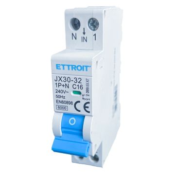 ETTROIT Magnetothermal Switch 1P+N 16A 1 MODULE DIN 220V 6KA 6000A JX151660