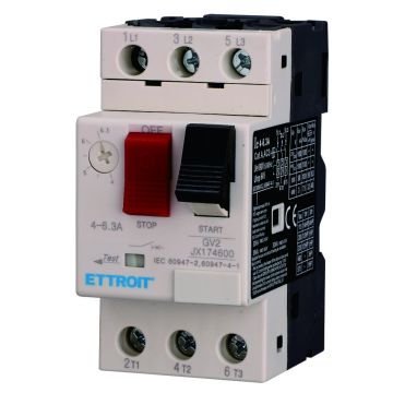 ETTROIT Adjustable Thermomagnetic Motor Protector 4–6.3A Three-Phase GV2 Motor Protection - JX174600