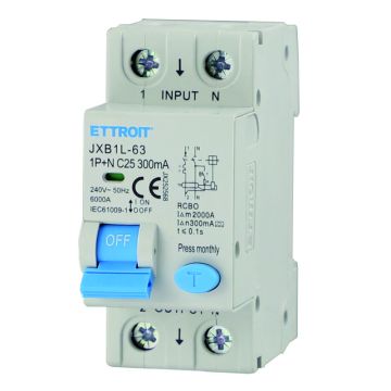ETTROIT JX252568 Differential Circuit Breaker 1P+N 25A 300mA 220V-6KA CLASS A