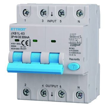 ETTROIT 3P+N 6A 300mA 380V-6KA CLASS A Circuit Breaker - JX260668