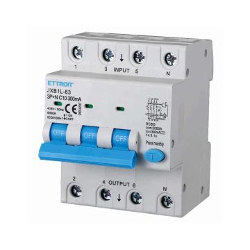 ETTROIT Differential Magnetic Thermal Switch 3P+N 10A 300mA 380V-6KA JX261063