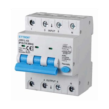 ETTROIT Differential Magnetic Thermal Switch 3P+N 16A 300mA 380V-6KA JX261663