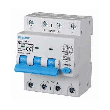 ETTROIT Differential Magnetic Thermal Switch 3P+N 20A 300mA 380V-6KA JX262063