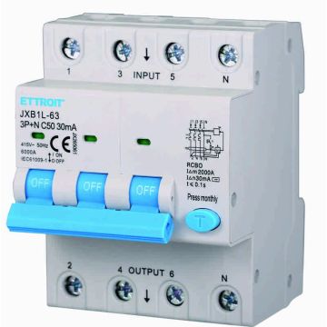 ETTROIT Differential Magnetic Thermal Switch 3P+N 50A 30mA 380V-6KA JX265061
